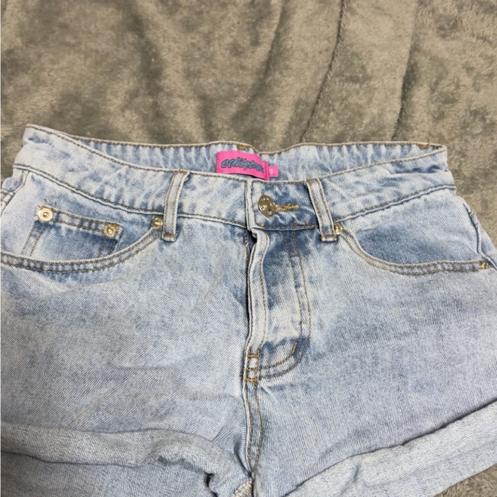 Edikted Light Blue Jean Shorts